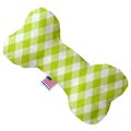 Mirage Pet Products Lime Green Plaid Canvas Bone Dog Toy 6 in. 1155-CTYBN6